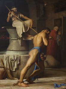 Samson en de Filistijnen, 1863 door Carl Heinrich Bloch
