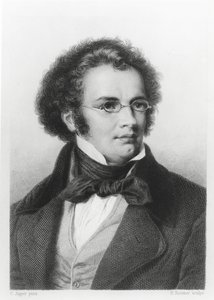 Portret van Franz Schubert (1797-1828) gegraveerd door H. Roemer