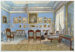 De salon van Madame Hanska (1801-82) in St. Petersburg door Carl Kollmann