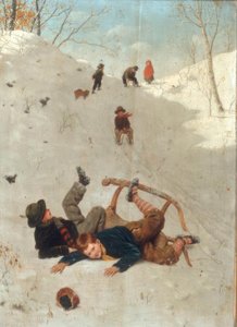 Kinderen aan het Sleeën door Carl Kronberger
