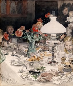 Rond de Avondlamp door Carl Larsson