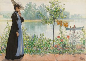 Karin aan de kust door Carl Larsson