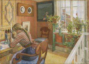 Briefschrijven, 1912 door Carl Larsson