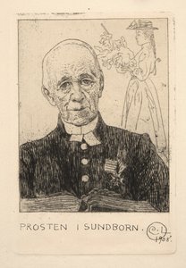 De predikant (Petterson) in Sundborn door Carl Larsson