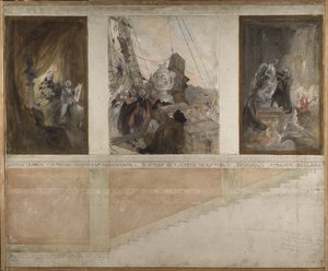 Tweede ontwerp voor de wanddecoratie van de benedenzaal van het NM door Carl Larsson
