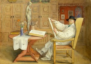Zelfportret (In het nieuwe atelier) door Carl Larsson
