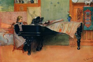 Suzanne aan de piano, ca. 1900 door Carl Larsson