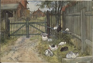 De poort. Uit Een thuis (26 aquarellen) door Carl Larsson