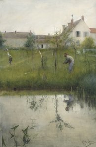 De oude man en de kwekerijtuin door Carl Larsson