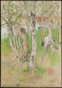 Ulf. Naakte jongen tussen de berken door Carl Larsson