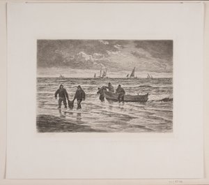 De vangst wordt aan land gebracht