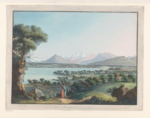 Gezicht op Genève met de Mont-Blanc in de verte door Carl Ludwig Hackert