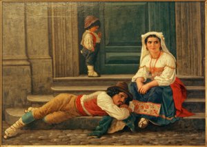 Italiaanse herdersfamilie door Carl Ludwig Jessen