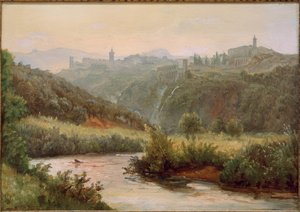Uitzicht op Tivoli en de watervallen door Carl Morgenstern