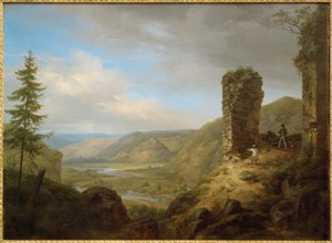 C. Morgenstern, Uitzicht vanaf de ruïne van kasteel Böckelheim door Carl Morgenstern