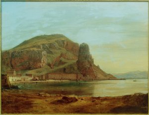 Terracina met de Visrots, Avondsfeer door Carl Morgenstern