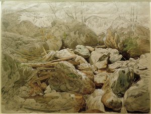Waterval tussen rotsblokken