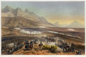 Slag bij Buena Vista, uit De Oorlog tussen de Verenigde Staten en Mexico, uitgegeven 1851 door Carl Nebel