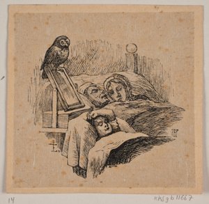 Voor Uglspil als kind, slapend in zijn wieg