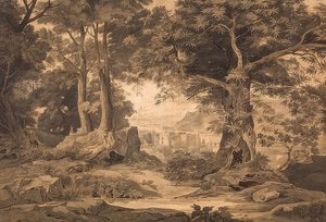 Uitzicht op het kasteel van Heidelberg op weg naar de Kaiserstuhl door Carl Philipp Fohr