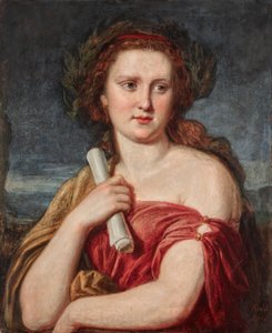 Portret van een jonge dame (Anna von Lieben?) door Carl Rahl