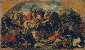 Friedrich II de Strijdbare (1219–1246) als overwinnaar van de Mongolen in de Slag bij de Leitha bij Wiener Neustadt op 15 juni 1246