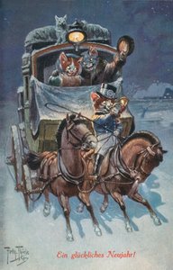 Humoristische kattenkaart door Carl Robert Arthur Thiele
