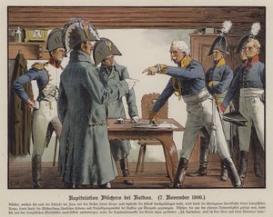 Veldmaarschalk Blucher geeft zich over aan de Fransen bij Katekau, 7 november 1806 door Carl Röchling
