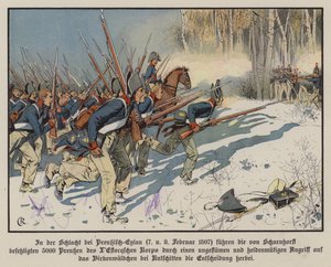 Pruisische infanterie valt aan bij de Slag bij Eylau, 7-8 februari 1807 door Carl Röchling