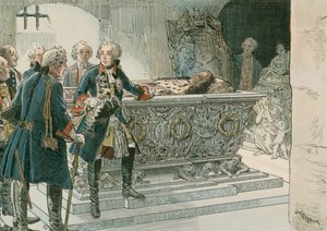 Frederik de Grote (1712-1786) bij de kist van de Grote Keurvorst