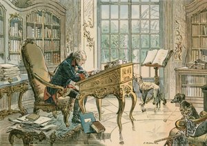 Frederik de Grote (1712-1786) in zijn studeerkamer door Carl Rohling