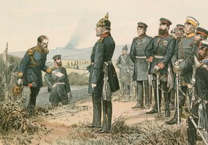 Wilhelm I, Koning van Pruisen en Keizer van Duitsland (1797-1888), ontvangt de overgave van Napoleon III in 1870 na de Slag bij Sedan