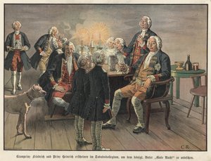 Kroonprins Frederik en Prins Hendrik van Pruisen wensen hun vader, de koning, welterusten