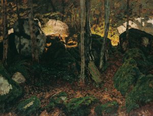 Bosinterieur bij Saut du Doubs door Carl Schuch