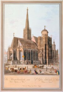 De Metropolitankerk van de Heilige Stefanus in Wenen door Carl Schütz