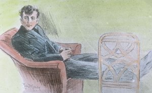 De eerste reis van de Titanic 1912, waarschijnlijk een illustratie van Harold Bride, een van de telegrafisten van de Titanic, geschiedenis, historisch, Carl Simon, handgekleurde glasplaat