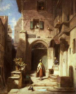 Bij de ooievaarsapotheek door Carl Spitzweg