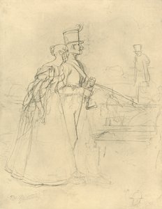 Die Begegnung, midden-late 19e eeuw, ca 1924 door Carl Spitzweg