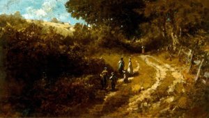 Kerkbezoek bij Dachau door Carl Spitzweg