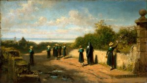 Wandelend meisjesinternaat door Carl Spitzweg