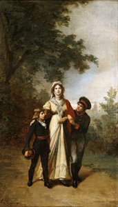 Koningin Luise met haar zonen in Luisenwahl Park door Carl Steffeck