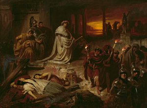 Nero op de ruïnes van Rome door Carl Theodor von Piloty