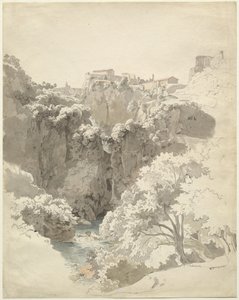 Tivoli en de Tempel van de Sibylle Boven de Aniene Kloof door Carl Wagner