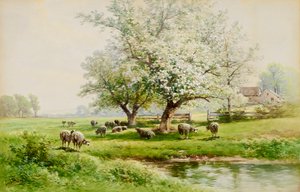Pastoraal landschap, eind 19e-begin 20e eeuw door Carl Weber