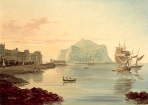 Haven van Palermo met de berg Pellegrino, 1831 door Carl Wilhelm Goetzloff