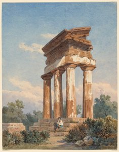 Een tempelruïne in Agrigento door Carl Wilhelm Götzloff