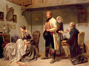 Een toast op het verloofde paar door Carl Wilhelm Huebner