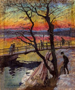 De voetbrug, Lidingobron door Carl Wilhelm Wilhelmson