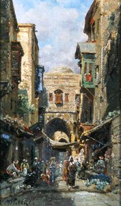 De straat van David in Jeruzalem, c.1890 door Carl Wuttke