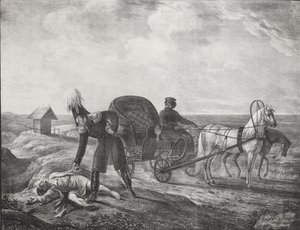 Keizer Alexander I helpt een behoeftig persoon, 1820 door Carl von Hampeln